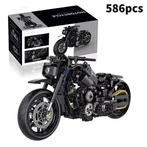1:8 Scale Harley Motorcycle Building Blocks Toy, 586pcs/box Motorcycle Model Building Blocks, Creative Building Toys for Boys & Girls