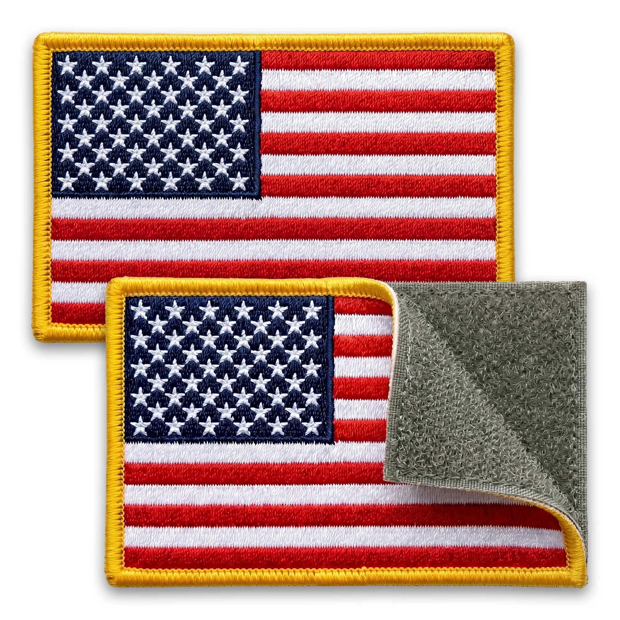 2Pcs American Flag Patch Set, Embroidered Tactical Patches with Hook Backing for Vest, Backpack, Jacket, Dog Harness — 2x3 Inches (5x8 cm)
