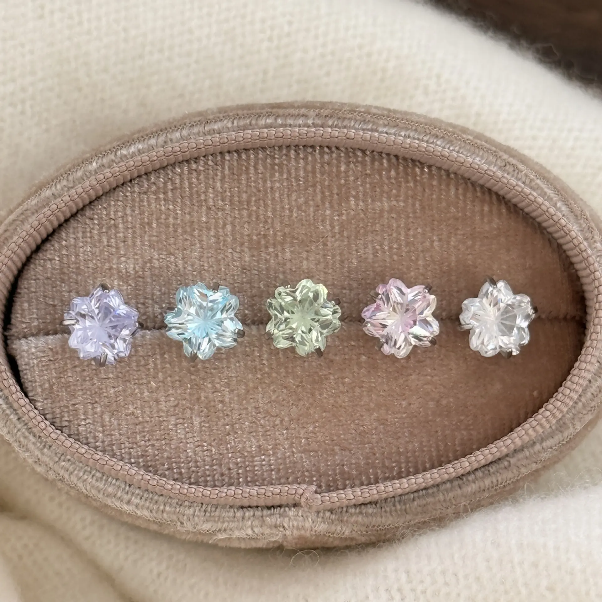 Cherry Blossom Cubic Zirconia Stud Earrings | Sakura Cartilage Earrings | Flat-Back Helix Piercing Jewelry | Hypoallergenic Earrings