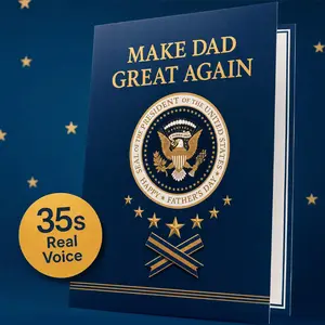 Talking Trump Father's Day Card – "Make Father's Day Great Again!" 30s Real Voice, #1 Dad Trophy, White House Design, Funny Political Humor Gift for Dad