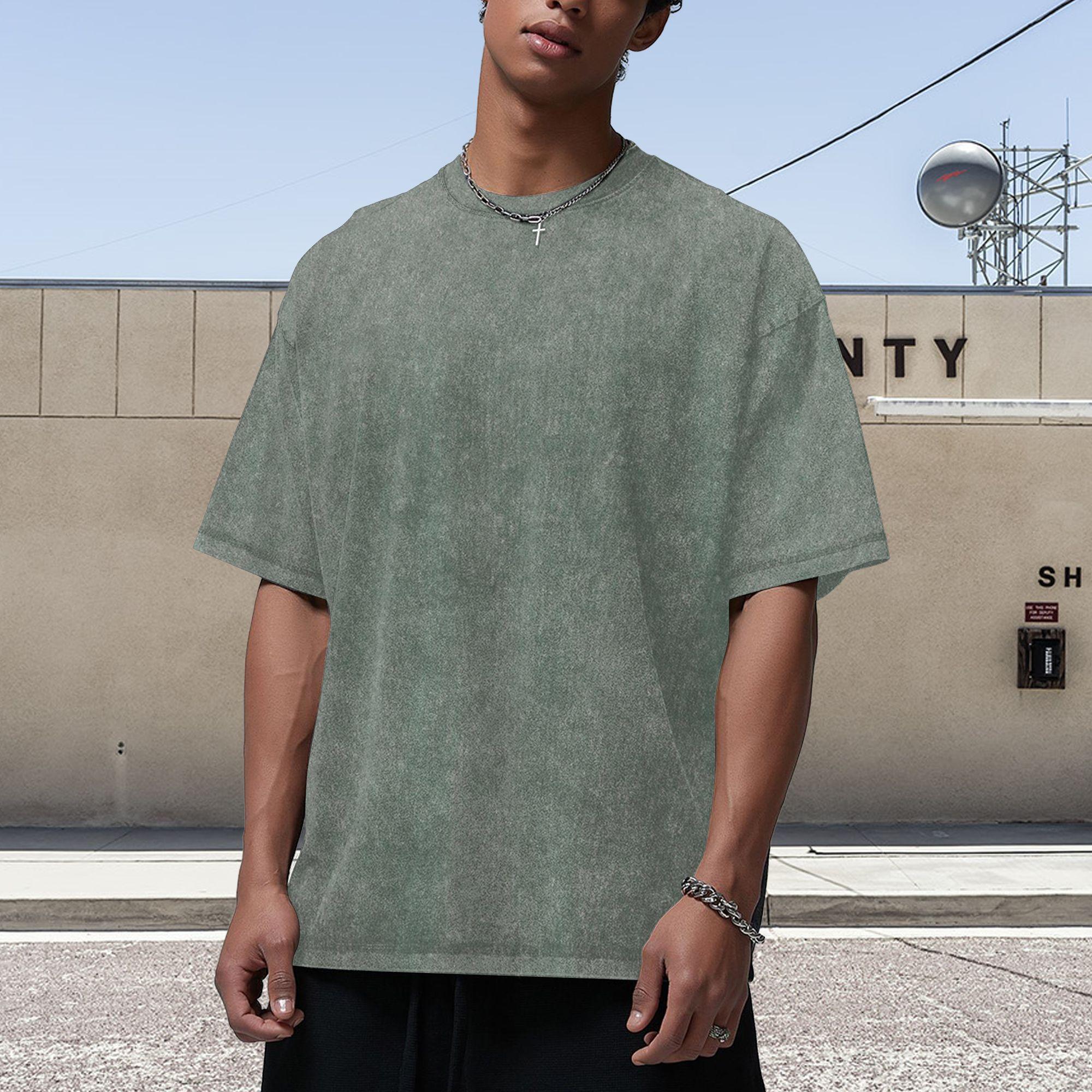 Men’s 4 Pack Oversized Gym T Shirts 100% Cotton Heavyweight Vintage Acid Wash Workout Baggy Tees