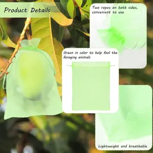 10pcs Fruit Protection Netting Bags For Fruit Trees, Garden Mesh Barrier Bags To Protect Plants From Pest Birds Squirrels, Fruit Cover Mesh Bag With Drawstring, Garden Supplies