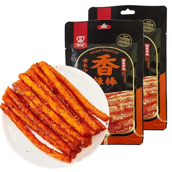 SXETBEAN 2 Pack Latiao Chinese Spicy Strips, Authentic Chewy & Bold Spicy Snack, Ready to Eat for School, Work, Travel & Late Night Cravings