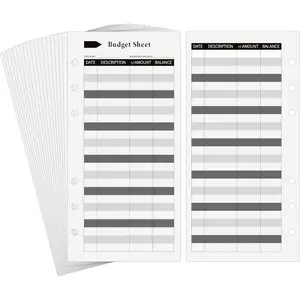 60PCS A6 Budget Sheets For Budget Planner Binder, 6-Holes Expense Budget Tracker Sheets, Spending Tracker Sheets, A6 Budget Binder Inserts Cash Ledger Book Wallet Bill Organizer, Black