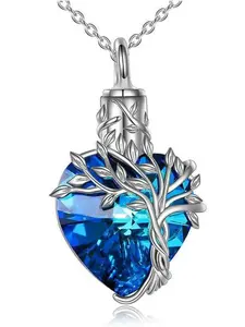 Stainless Steel Heart Shaped Pendant Necklace, Tree Of Life Design Necklace with Gift Box, Fashion Jewelry Accessories for Women & Men, Jewelry Gifts, Chain, Love Heart Necklace