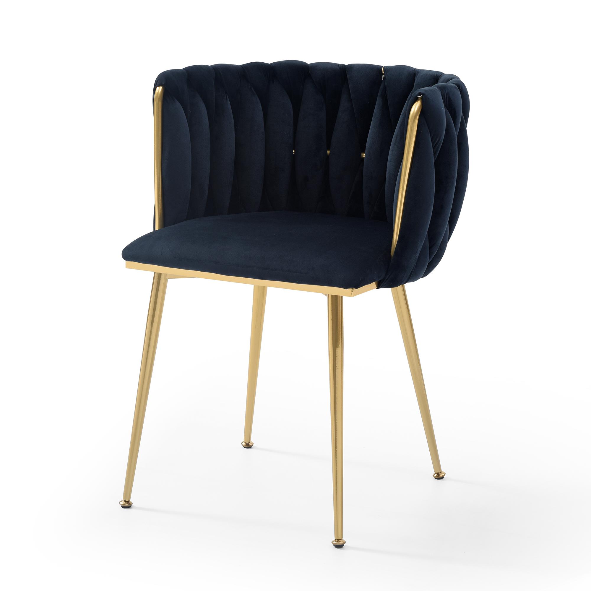 Eyisean 28" H Velvet Modern Dining Chairs Set of 2, Luxury Upholstered Side Chair with Curved Woven Backrest, Durable Accent Chair with Golden Metal Legs, Easy Assembly for Dining Room, Kitchen, Living Room Eyisean 28" H Velvet Modern Dining Chairs Set of 2, Luxury Upholstered Side Chair with Curved Woven Backrest, Durable Accent Chair with Golden Metal Legs, Easy Assembly for Dining Room, Kitchen, Living Room