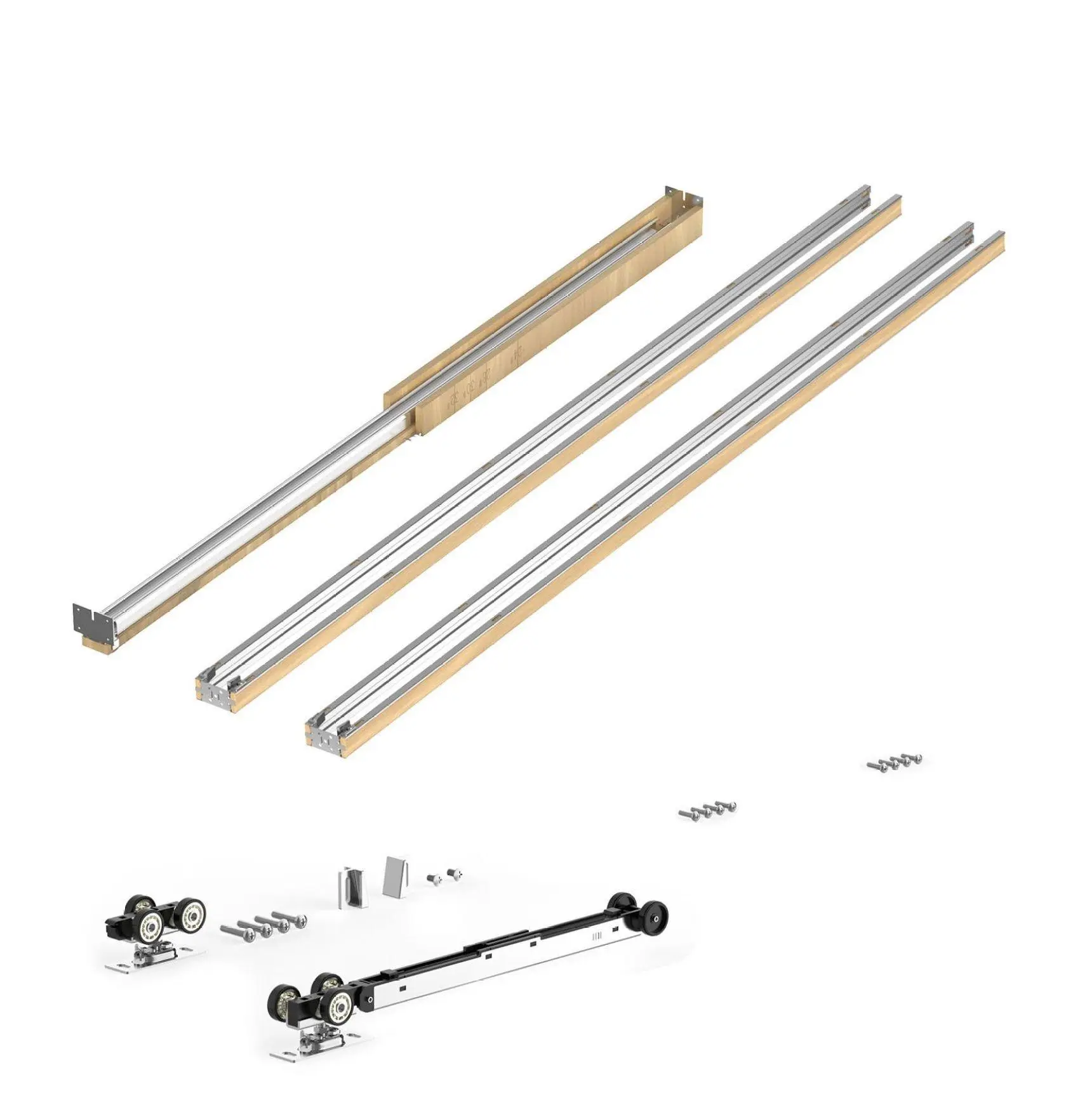 Pocket Door Frame Kit 24-30 inch Wide, 80 inch High - Soft Close, Wood & Steel 30 W x 80 H in Column with Wooden Slats