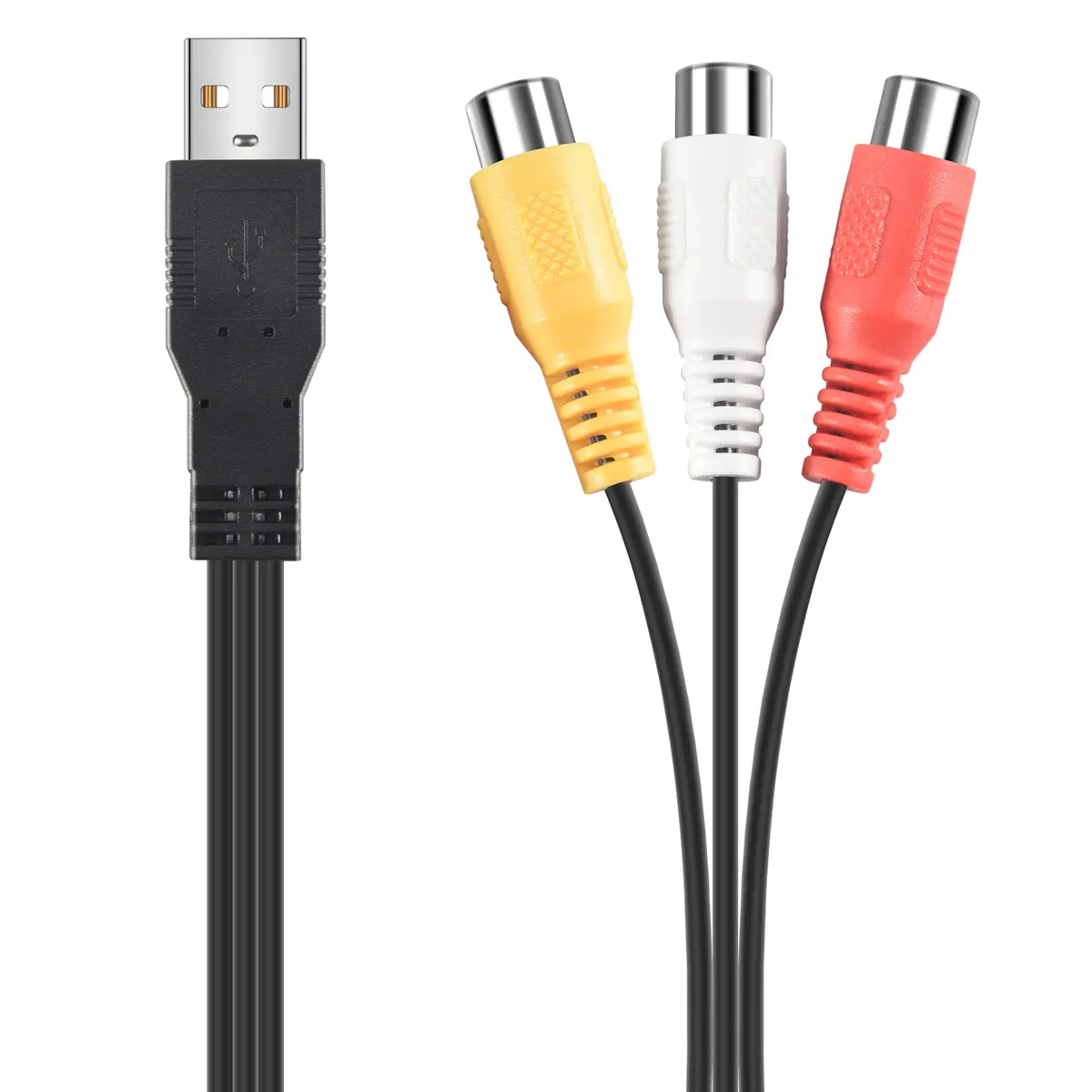 Compact Equipment Accessory - 25cm Plastic USB A to 3 RCA Female AV Adapter for Superior Signal Transmission and Image Quality, Convenient, Audio-Video Av Converter Cable