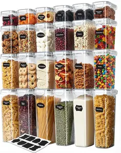 Airtight Food Storage Containers Set, 24 Pack BPA-Free Plastic Canisters with Lids, Leak-Proof Kitchen Pantry Organizers for Cereal, Flour & Dry Food, with Labels & Marker