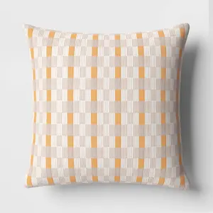 Oversized Woven Linework Square Throw Pillow Gold/Neutral - Threshold