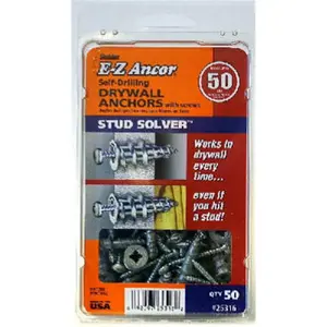 212 MAIN No.50 Stud Plastic Drywall Anchors, 50-Pack Self-Drilling Anchors with Drywall Fixings for Sailing Water Sports Hardware