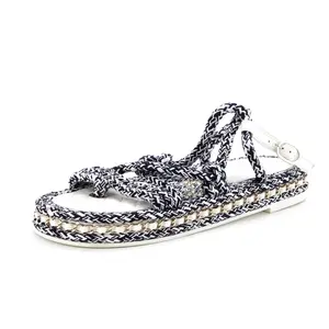 Pre-owned Chanel Women's CC Chain Sandals Braided Cord by Rebag