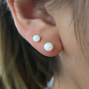 Opal Stud Earrings • 925 Sterling Silver • Stainless Steel • Rainbow Opal Studs • White Classic Opal Studs • 3mm 4mm 5mm • Earrings Stud Set