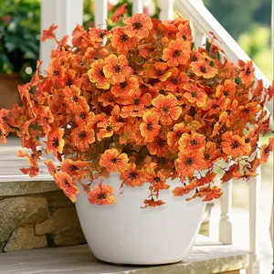 12 bunches artificial flowers, plastic simulation daisies, fall flowers, fake chrysanthemums, fall green plants, fall outdoor decorations, suitable for indoor and outdoor, garden, front porch, patio, hanging planters, home decoration