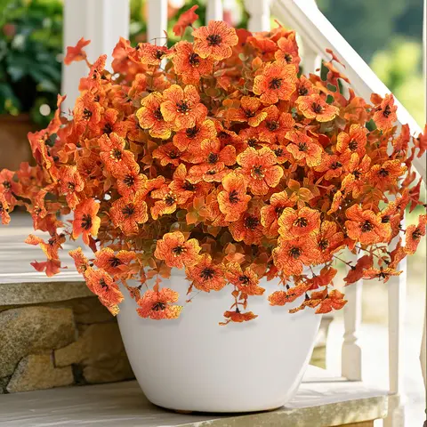 12 Bundles Lifelike Plastic Daisy Cuttings with Silk Vines, Eucalyptus, Fall Chrysanthemums, Leaves - UV-Resistant Universal Flowers for Indoor/Outdoor Fall Floral Arrangement, Home Decor