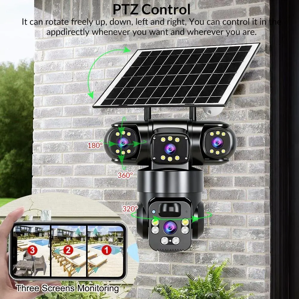 10X Zoom 3 Lens 6K 9MP Wireless WiFi Outdoor Security Camera - 360 PTZ, IP66 Waterproof, Color Night Vision, 2-Way Talk & Motion Tracking | for Valentine’s Day Gift