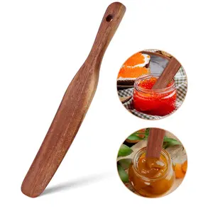 Wooden Skinny Spurtle, 11” Bread Mixing Stirring Stick Spatula for Sourdough Starter, Wood Dough Whisk Flat Kitchen Spreading Cooking Tool Scraper Jar Spatula for Starter Baking Sour dough Gift