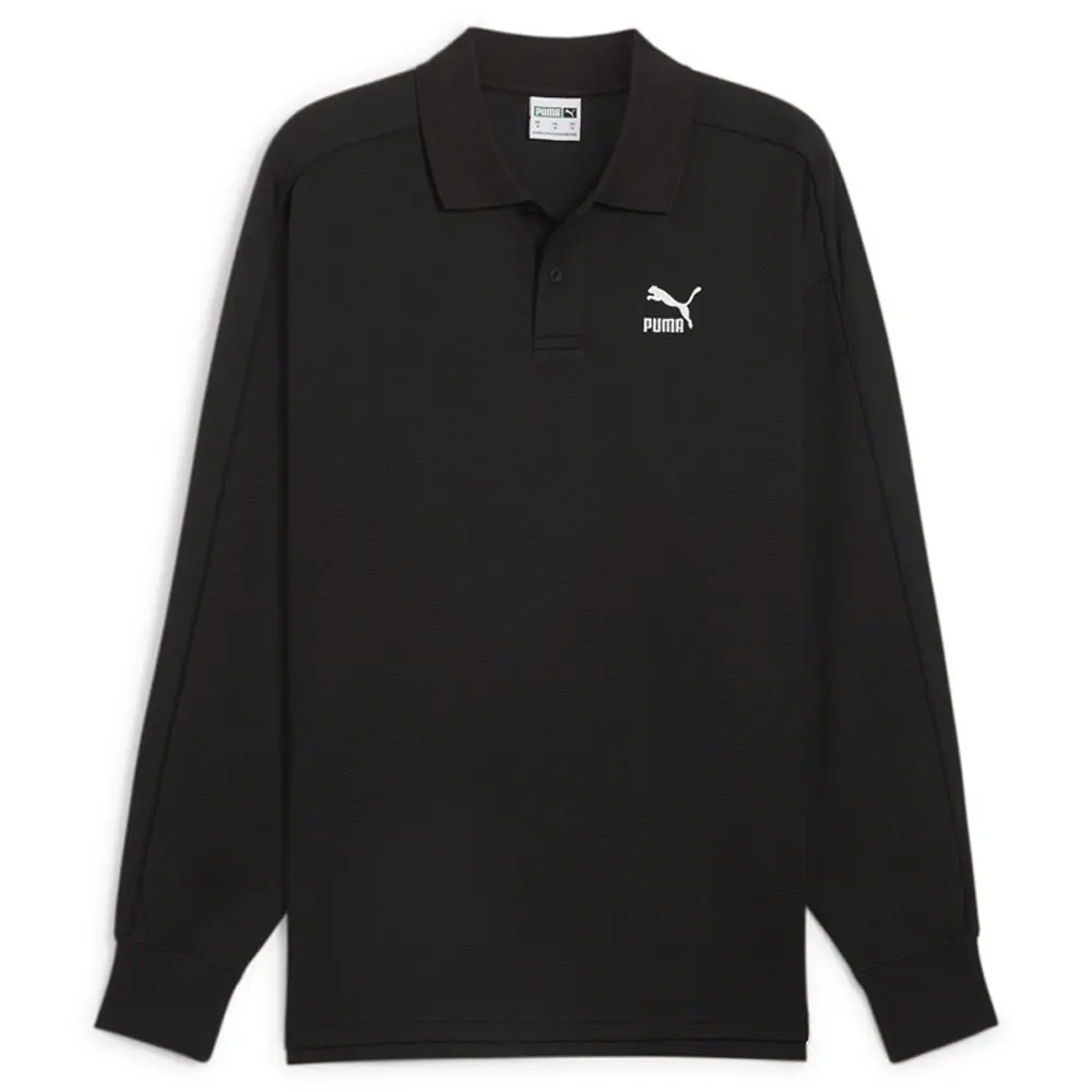 PUMA Mens T7 Small Logo Crew Neck Long Sleeve Sweatshirt Casual - Black