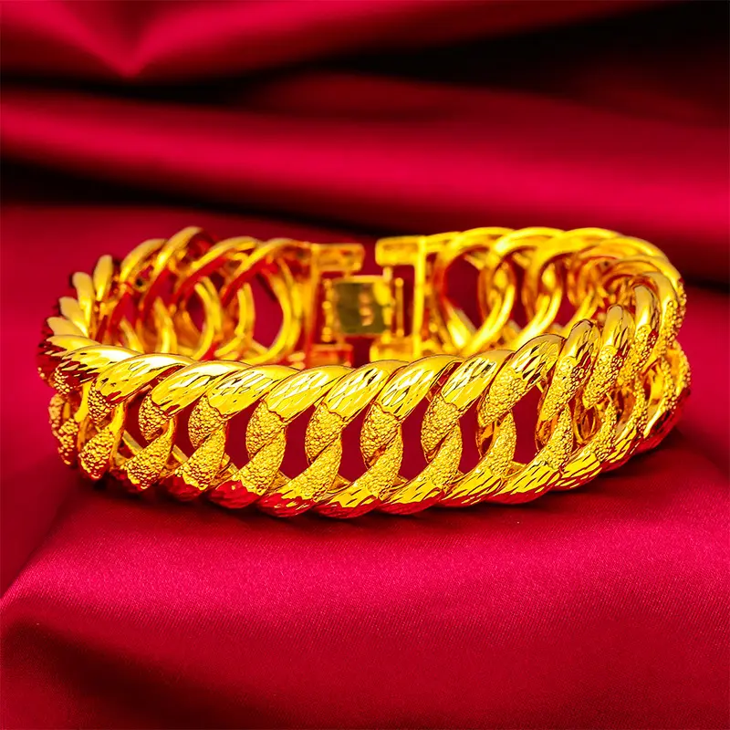 Men's Bold Wide-Band Boss Bracelet Vietnam Gold Plated Cross-Border Jewelry Men's Bracelet fashion trend custumes tiny  trinkets