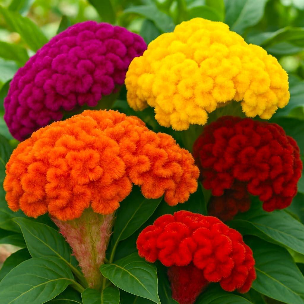 Seeds Cockscomb 600+ Seeds to Grow Celosia Cristata Celosia Cristata Velvet Flower Exotic Annual Plant Multicolor Mix
