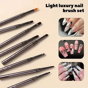 Metal Gun-Color Nail Art Liner Brush – Ultra-Fine Striping Pen for Thin Lines & Detailing, Precision Painting Tool for DIY & Salon Use, Gift for Nail Artists, Manicure, Nail Art Brushes