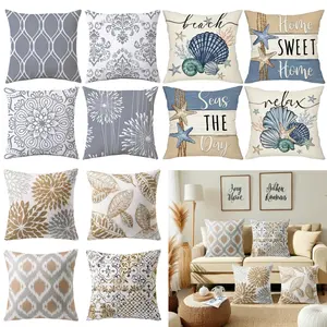 4 Pack 3 Style Throw Pillow Covers, 18x18 Inch Floral Print Modern Elegant Grey Blue Brown Color Cushion Covers For Home Decoration Porch Patio Bedroom Sofa Living Room (Without Pillow Inserts)