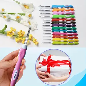 13 Size Crochet Hooks Set From 2.0mm to 10.0mm Ergonomic Hooks with Rubber Handle Ideal for Beginners and Crochet Lovers Perfect Gift
