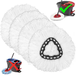 Mop Head Refills for OCeda EasyWring 1-Tank System – Microfiber Triangle Spin Mop Replacements, Washable & Reusable for Home Floor Cleaning