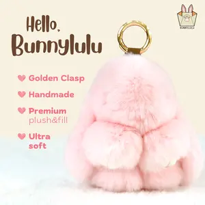 【BunnyLulu】Handmade Bunny PomPom Keychain with Tin Box, Summervibes Graduation Gift for Friends & Students, Stress-Relief Charm, Keepsake Gift