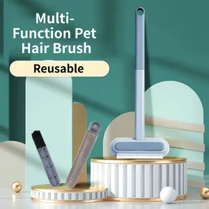 Pet Hair Remover Brush for Cats and Dogs - Deshedding Tool with Dual-Sided Cleaning Pad, Narrow Gaps Access, Fabric Pads, Adjustable Extendable Handle for Sofa, Carpet Fur Control