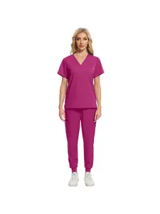 Comfortable Casual Hand Washing Clothes Nurse Clothes Elastic Quick Drying Thickened Solid Color Uniform Suit Women High-quality Confinement Center Practical Nurse Work Clothes