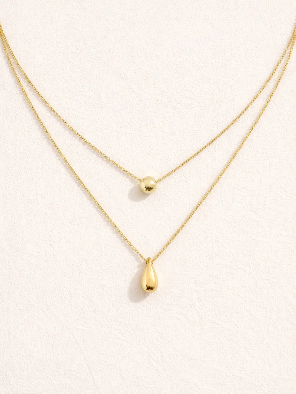 Elegant IP Gold-Plated Water Drop Layered Necklace 304 Stainless Steel Waterproof Non-Tarnish Luxury Everyday Wear