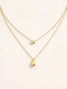 Elegant IP Gold-Plated Water Drop Layered Necklace 304 Stainless Steel Waterproof Non-Tarnish Luxury Everyday Wear