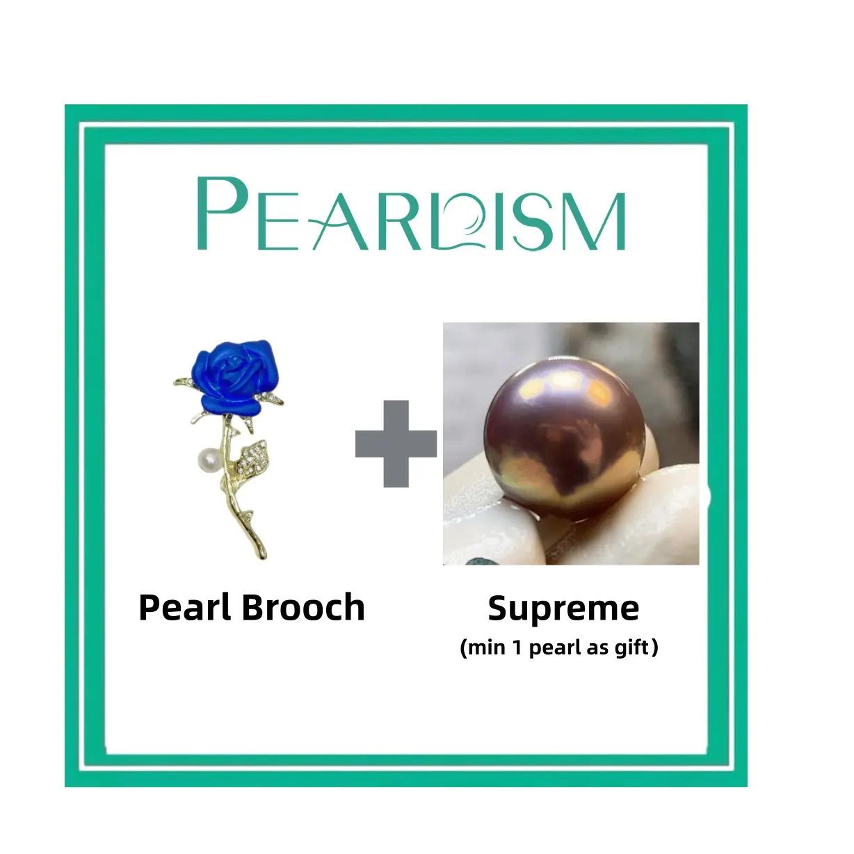 【Adee】Blue Rose Brooch + Supreme Edison pearl  (Min 1pc Edison pearl as gift ) [Open in live ]｜Freshwater Rare Color/Flawless Round pearl 10-14mm