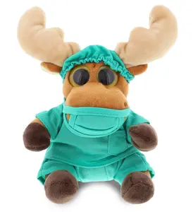 DOLLIBU 6' Doctor Theme Big Eye Soft Plush Moose - Polyester Stuffed Toy, Pretend Play Toys, Ideal for Kids' Imaginative Play