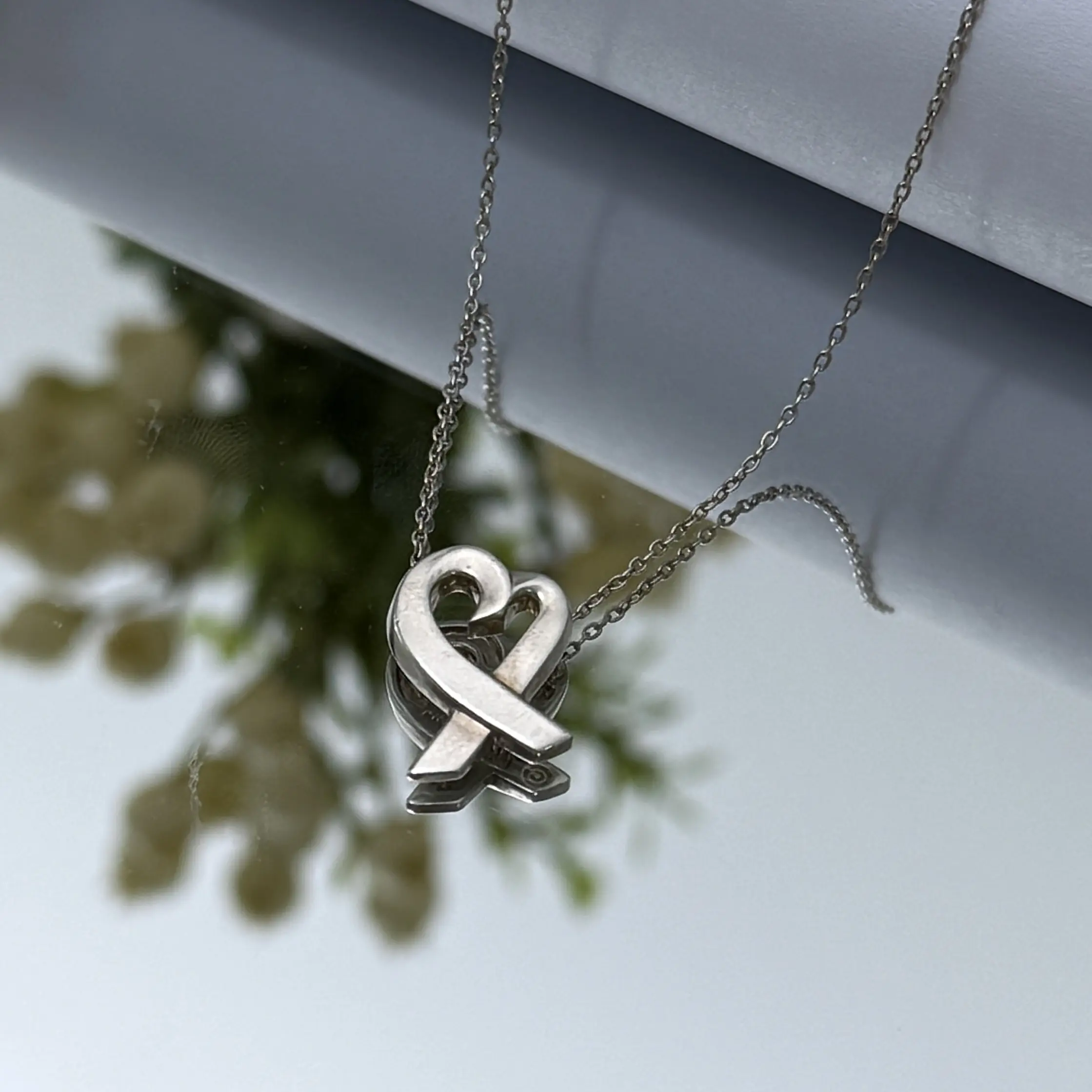Pre-owned Tiffany&Co. Paloma Picasso Loving Heart 925 Sterling Silver Pendant Necklace B8070207