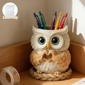 Heart Owl Pen Holder Desk Organizer, Stationery Organizer, Home Decorative Storage Rack, Creative Birthday Gift for Anniversaries, Desk Accessories