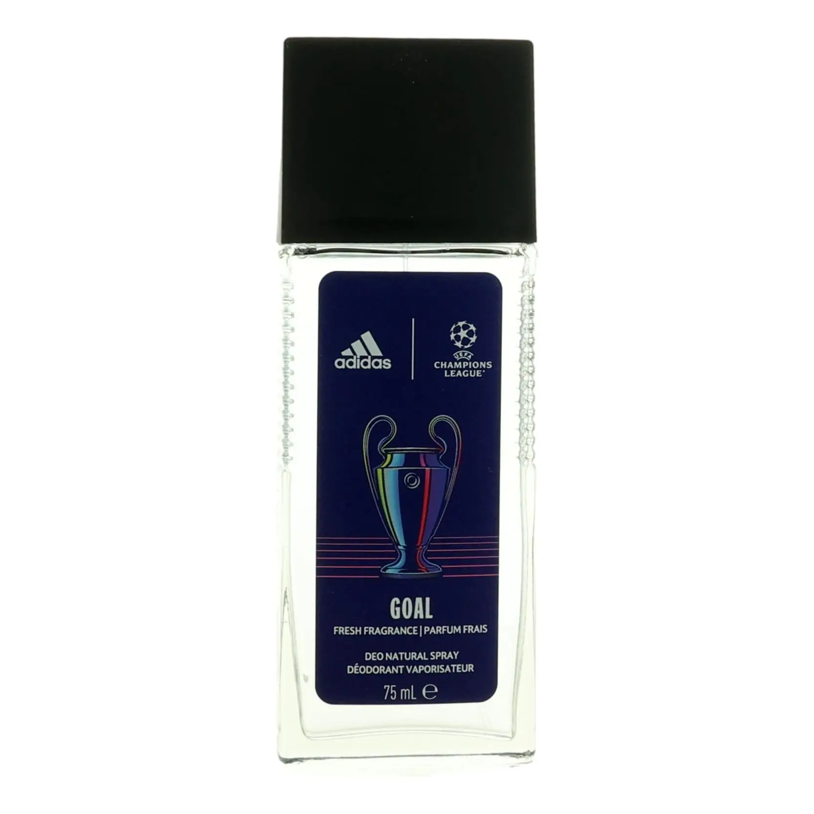 Adidas UEFA Champions League Goal Male Natural Deodorant Spray - 2.5oz Single Item, No Irritants, Scent/Aroma with Vanilla, Clary Sage, Patchouli, Violet, Lavender, Moss, Lemon Lavender, Citrus, Stamina-Boosting Men's Fragrance Body Care Cosmetic