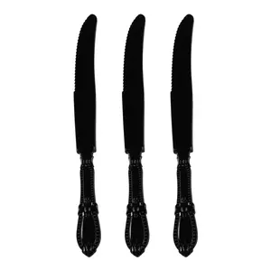 Black Baroque Disposable Plastic Dinner Knives