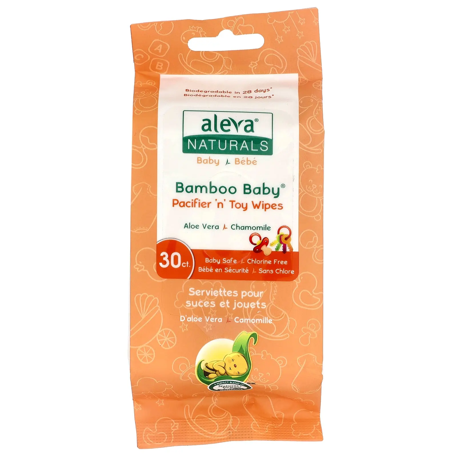 Aleva Naturals Bamboo Baby® Pacifier 'n' Toy Wipes, 30 Wipes