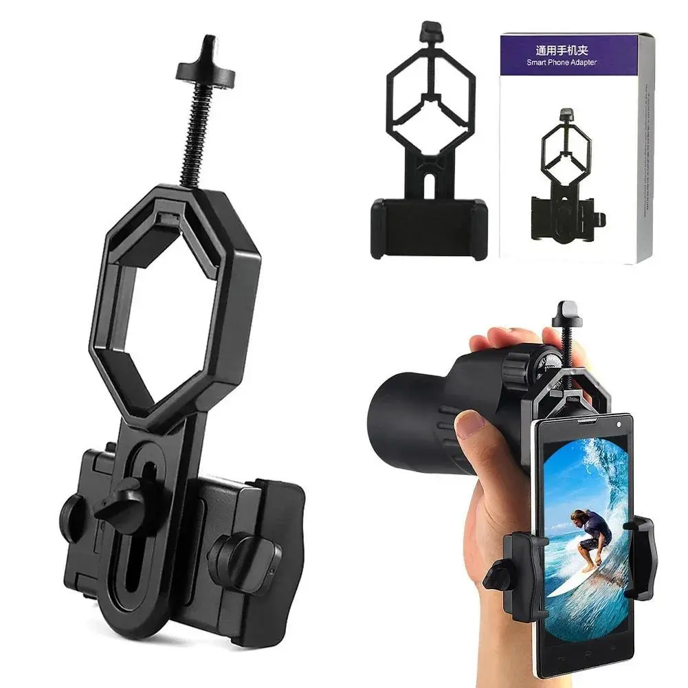 Universal Cellphone Telescope Adapter Clip Mount - N52 Magnet, ABS PC Construction, Strong-Hold Phone Holder for Binoculars, Monoculars, Mobile Tech Accessory