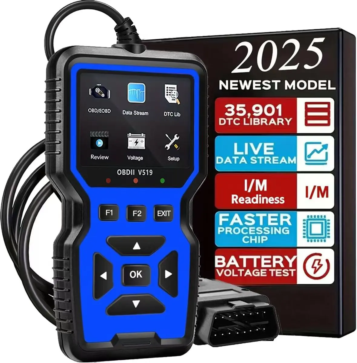 OBD II Scanner Diagnostic Tool For Check Engine Light, Advanced Code Reader With Reset And Live Data Stream, I M Readiness And Full Diagnostic Functions For Reliable Vehicle Health Monitoring, Holiday Auto Gift