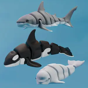 3pcs Set 3D Printed Whale & Shark Statues, Figurines: Orca, Beluga, Great White Trio - Indoor/ Outdoor Decor, Perfect Gift for Holidays, Friends & Family. Ocean Creature, Fantasy Marine Design. Unique Home Decor, High-Quality Print, Novelty Collectible.