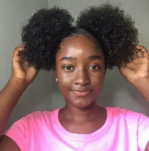 2 Pieces Afro Puff Drawstring Ponytail for Women Synthetic Short Curly Hair Afro Bun Extension Chignon Hairpieces Wig Updo Hair Extensions(Black) protective hairstyle