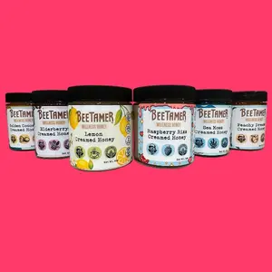 BeeTamer's Ultimate Flight Mini 6oz Sample Set 6 Unique Seasonal Varieties Raw Creamed Honey Nectar Sweet Flavor Coconut Fruit