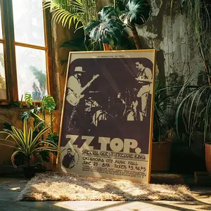 ZZ Top Concert Poster: Retro Rock Music Wall Art