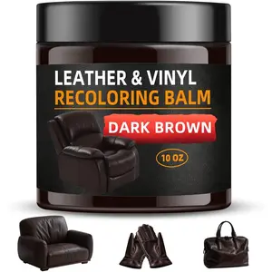 Leather Recoloring Balm - Scratch Repair & Color Restore Kit for Faded Leather, Leather Couch &  Seats - 10OZ Leather Restorer Balm for Furniture, Auto Interior, Vinyl, Accessories (Dark Brown)