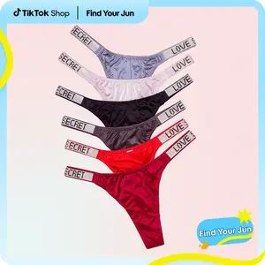 Women's 6-pack low-rise letter rhinestone thongs, soft, comfortable and breathable underwear, suitable for daily wear, sports, suitable for all seasons underwear size S-XL