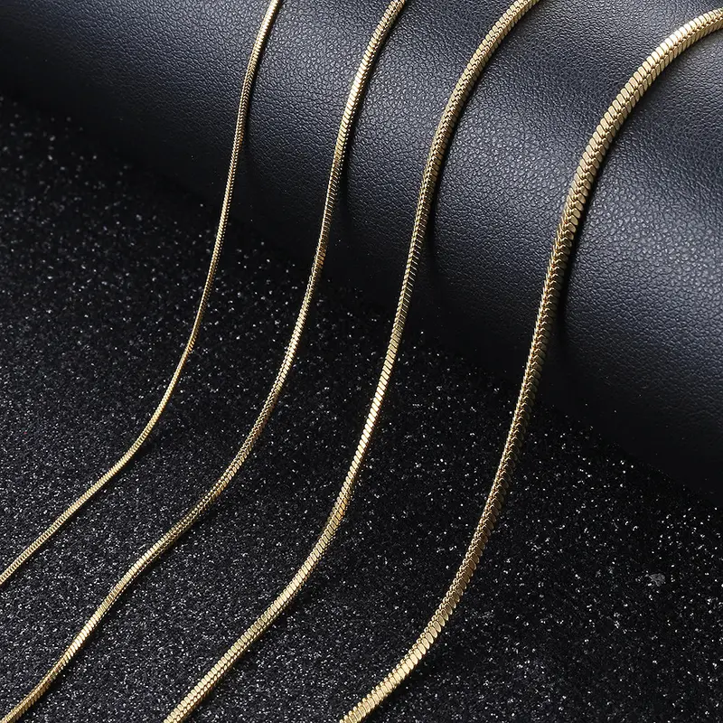 Stainless Steel Snake Chain Necklace 22 inch Gold Color 0.9/1.2/1.5/2.0mm Round Square for Women Men Modern Versatile Jewelry