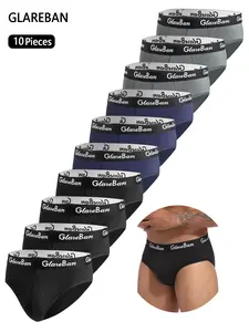 10 pieces Sexy Underwear for Men Briefs Plain Polyester Comfort Breathable Men's Panties Underpants Slips Jockstrap Brazilian Soft